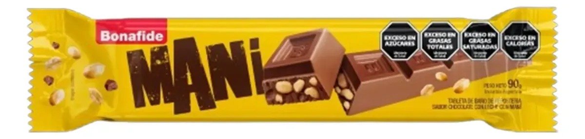 Tableta De Chocolate Con Leche Y Maní Bonafide 90 G