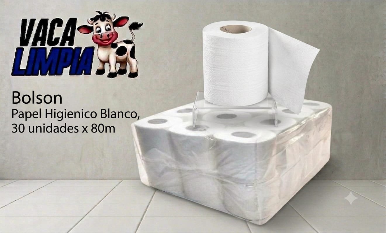 Bolson Papel Higienico 30 unidades x 80 metros Blanco Puro Premium
